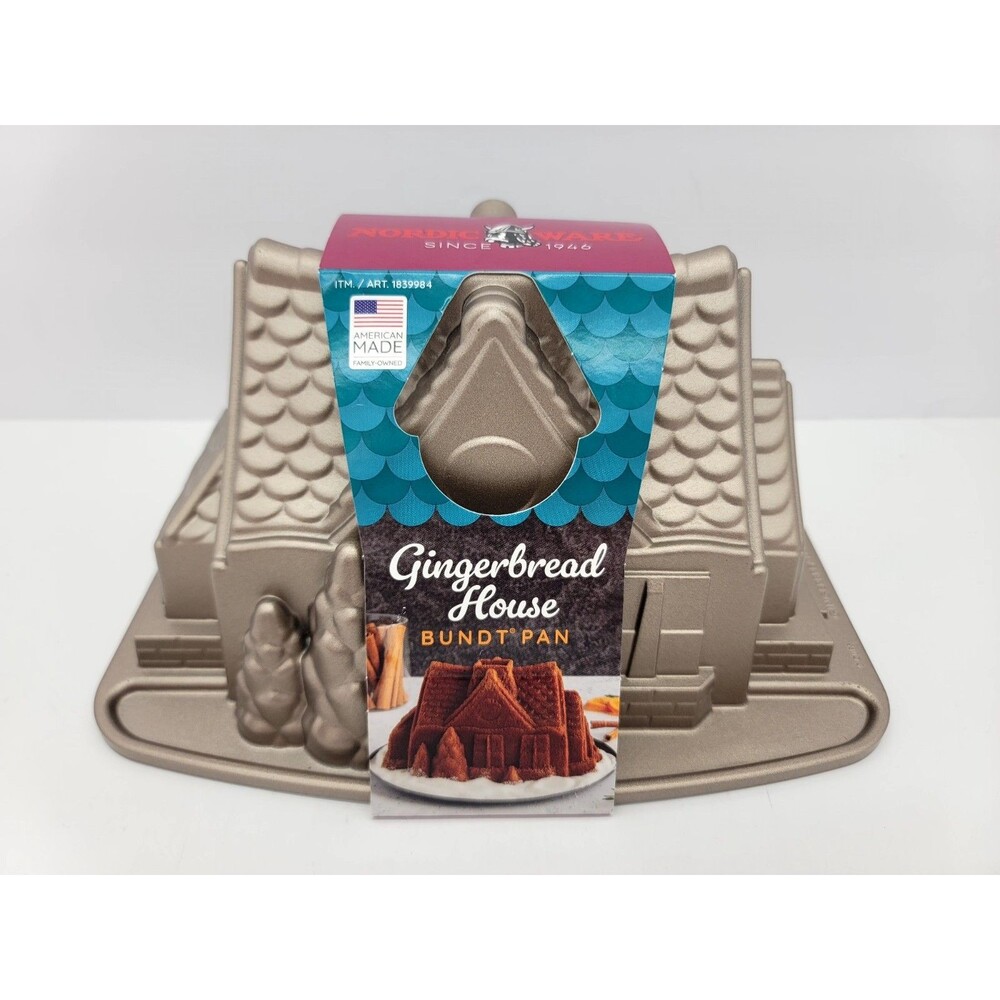 Nordic Ware Gingerbread House Christmas Cottage Cake Mold, Bundt Pan, 9 Cups